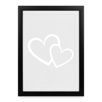 white heart white gift valentine's day - Framed poster (27 × 37 cm) - black - Front