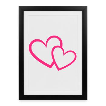 Cadeau de la Saint-Valentin en cœur rose rose - Affiche encadrée (27 × 37 cm) - noir - Devant