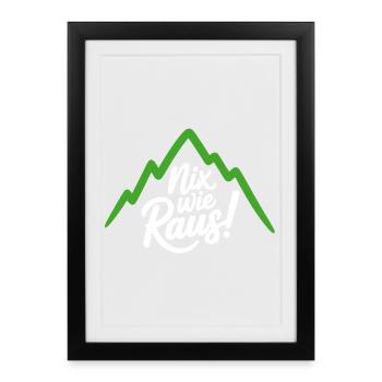 Let's get out – freedom in the mountains - Framed poster (27 × 37 cm) - black - Front