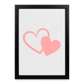Valentines Pink Heart, Valentine's Day - Framed poster (27 × 37 cm) - black - Front