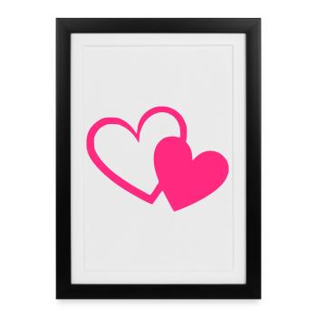 Cadeau de la Saint-Valentin en cœur rose rose - Affiche encadrée (27 × 37 cm) - noir - Devant