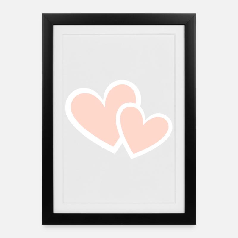 Valentinstag Pink Heart, Valentinstag - Gerahmtes Poster (27 × 37 cm) - Schwarz