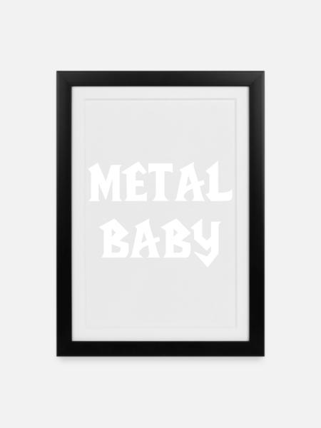 bébé metal metal baby musique metal bébé Rock - Affiche encadrée (27 × 37 cm) - noir