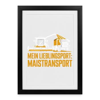 Mon sport préféré Transport de maïs Coupe-maïs - Affiche encadrée (27 × 37 cm) - noir - Devant