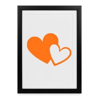 Cœur orange motif de cœur orange - Affiche encadrée (27 × 37 cm) - noir - Devant
