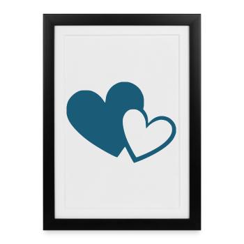 Cœur bleu 2 cœurs cadeau - Affiche encadrée (27 × 37 cm) - noir - Devant