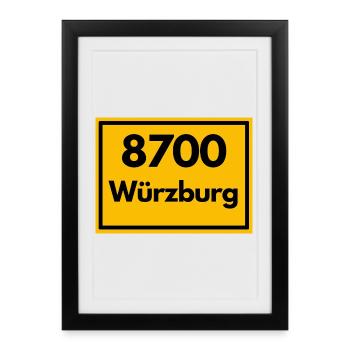 ANCIEN CODE POSTAL RETRO 8700 WURTZBOURG FRANKEN - Affiche encadrée (27 × 37 cm) - noir - Devant