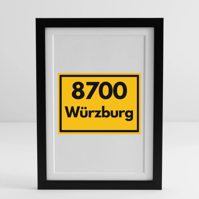 OLD POSTCODE POSTCODE RETRO 8700 WÜRZBURG FRANKEN Framed poster (27 × 37 cm)