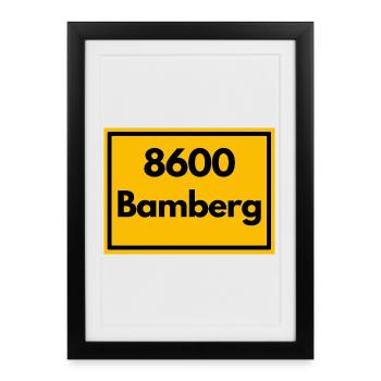 OLD POSTCODE POSTCODE RETRO 8600 BAMBERG FRANKEN - Framed poster (27 × 37 cm) - black - Front