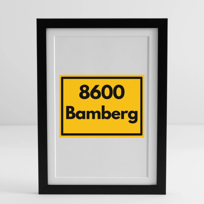 OLD POSTCODE POSTCODE RETRO 8600 BAMBERG FRANKEN Framed poster (27 × 37 cm)