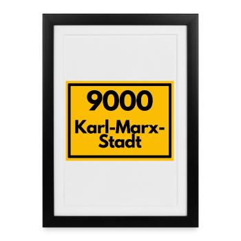 ANCIEN CODE POSTAL RETRO 9000 KARL-MARX-STADT - Affiche encadrée (27 × 37 cm) - noir - Devant