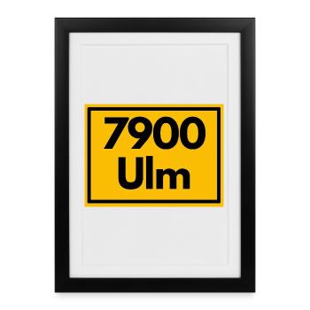 ANCIEN CODE POSTAL RETRO 7900 ULM MÜNSTERSTADT - Affiche encadrée (27 × 37 cm) - noir - Devant