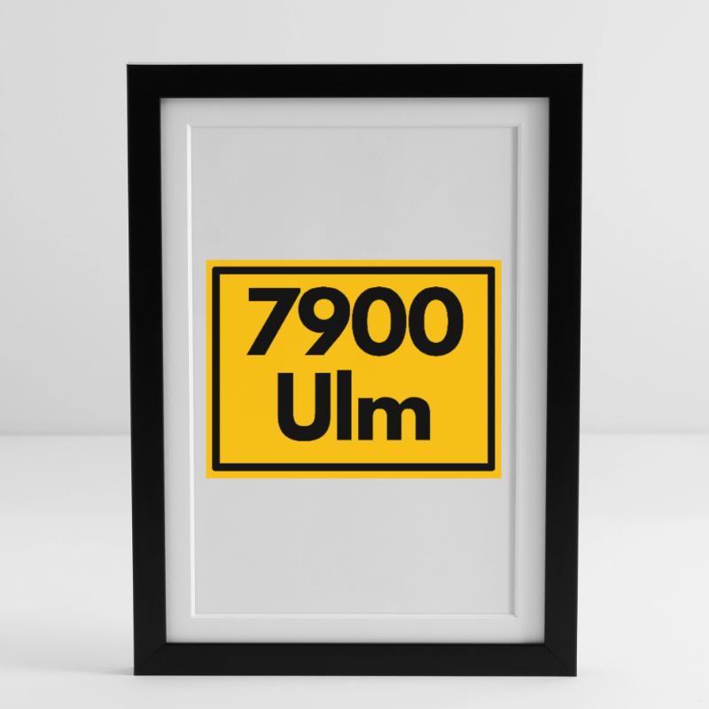 OLD POSTCODE POSTCODE RETRO 7900 ULM MÜNSTERSTADT Framed poster (27 × 37 cm)