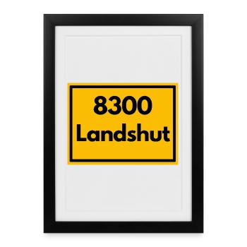 ANCIEN CODE POSTAL RETRO 8300 LANDSHUT BIÈRE - Affiche encadrée (27 × 37 cm) - noir - Devant