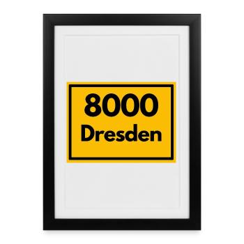 OLD POSTCODE POSTCODE RETRO 8000 DRESDEN ELBE - Framed poster (27 × 37 cm) - black - Front
