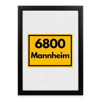 ANCIEN CODE POSTAL RETRO 6800 MANNHEIM Squares - Affiche encadrée (27 × 37 cm) - noir - Devant