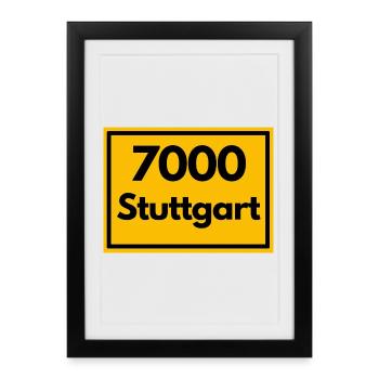 OLD POSTCODE POSTCODE RETRO 7000 STUTTGART SCHWABE - Framed poster (27 × 37 cm) - black - Front