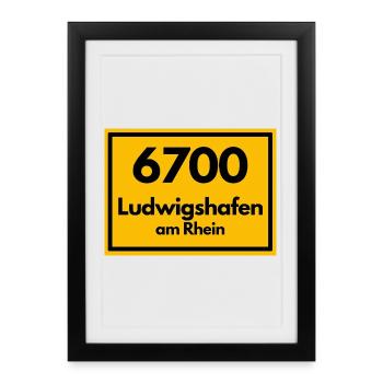 OLD POSTCODE POSTCODE RETRO 6700 LUDWIGSHAFEN - Framed poster (27 × 37 cm) - black - Front