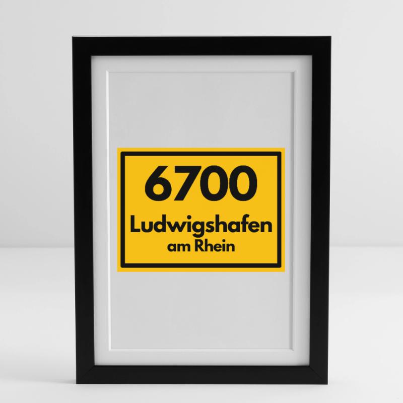 OLD POSTCODE POSTCODE RETRO 6700 LUDWIGSHAFEN Framed poster (27 × 37 cm)