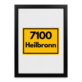 OLD POSTCODE POSTCODE RETRO 7100 HEILBRONN KILIAN - Framed poster (27 × 37 cm) - black - Front