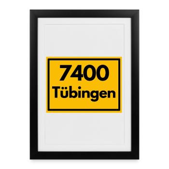OLD POSTCODE ZIP CODE RETRO 7400 TÜBINGEN - NECKAR - Framed poster (27 × 37 cm) - black - Front