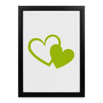 Cœur vert motif de cœurs verts - Affiche encadrée (27 × 37 cm) - noir - Devant