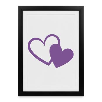 Cœur violet deux cœurs violets cadeau - Affiche encadrée (27 × 37 cm) - noir - Devant