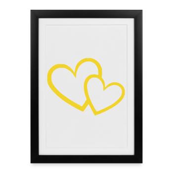 gelbes Herz gelb Herzmuster Geschenk Valentinstag - Gerahmtes Poster (27 × 37 cm) - Schwarz - Vorne
