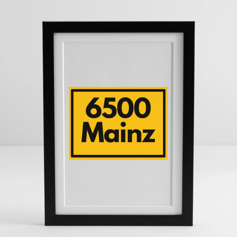 OLD POSTCODE POSTCODE RETRO 6500 MAINZ MEEENZ Framed poster (27 × 37 cm)