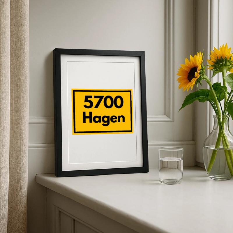 OLD POSTCODE POSTCODE RETRO 5700 HAGEN STOLZ Framed poster (27 × 37 cm)