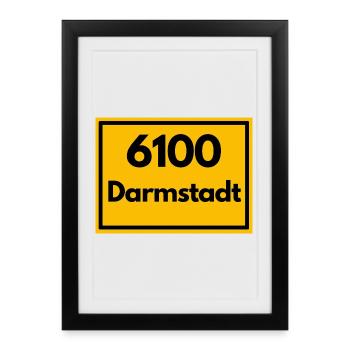 ANCIEN CODE POSTAL RETRO 6100 DARMSTADT HESSEN - Affiche encadrée (27 × 37 cm) - noir - Devant