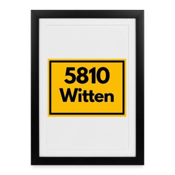 OLD POSTCODE POSTCODE RETRO 5810 WITTEN RUHRGEBIET - Framed poster (27 × 37 cm) - black - Front