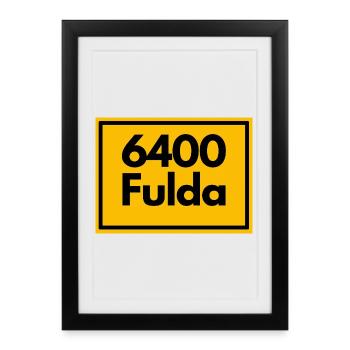 ANCIEN CODE POSTAL RETRO 6400 FULDA - HESSEN - Affiche encadrée (27 × 37 cm) - noir - Devant