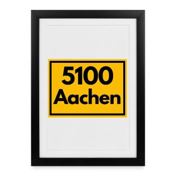 OLD POSTCODE POSTCODE RETRO 5100 AACHEN DREILÄNDER - Framed poster (27 × 37 cm) - black - Front