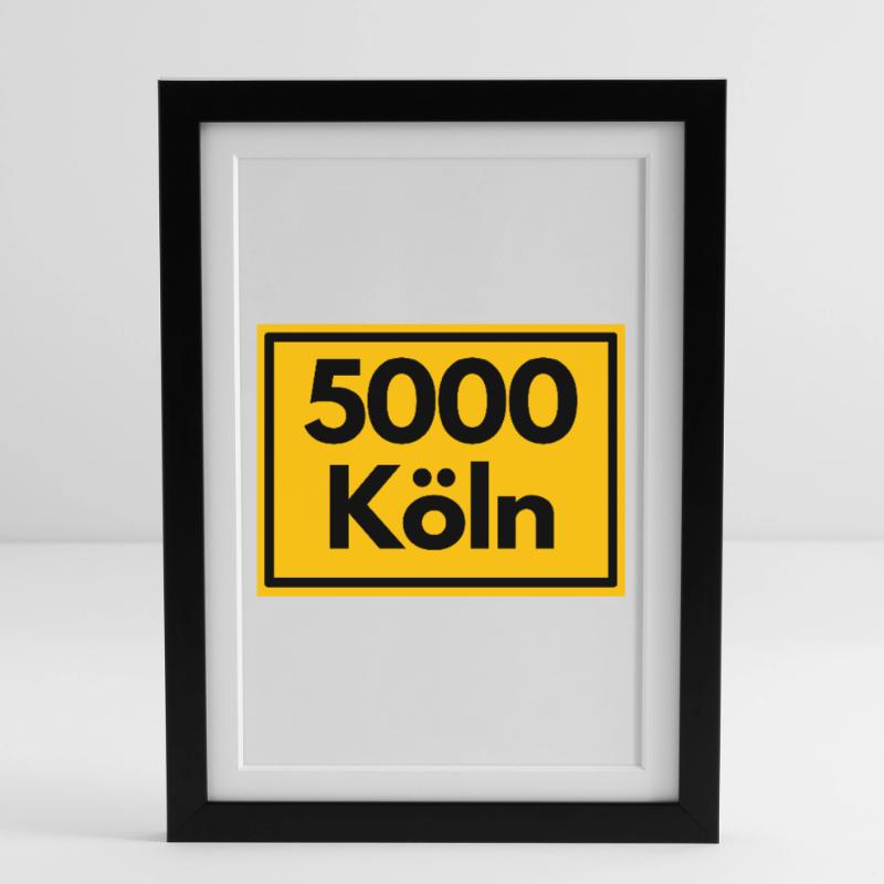 OLD POSTCODE POSTCODE RETRO 5000 COLOGNE - CATHEDRAL CITY Framed poster (27 × 37 cm)