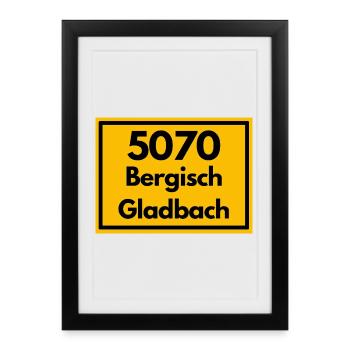 ANCIEN CODE POSTAL RETRO 5070 BERGISCHGLADBACH - Affiche encadrée (27 × 37 cm) - noir - Devant