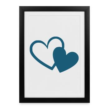 Cœur bleu 2 cœurs cadeau - Affiche encadrée (27 × 37 cm) - noir - Devant