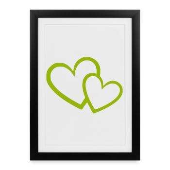 Cœur vert motif de cœurs verts - Affiche encadrée (27 × 37 cm) - noir - Devant