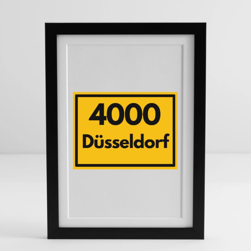 OLD POSTCODE POSTCODE RETRO 4000 DÜSSELDORF - OLD Framed poster (27 × 37 cm)