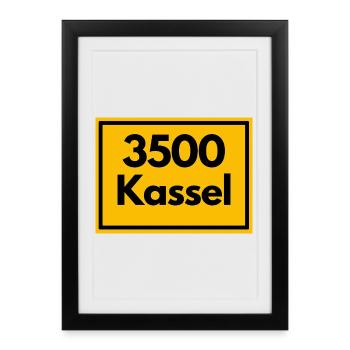 ANCIEN CODE POSTAL RETRO 3500 KASSEL LÖWENSTADT - Affiche encadrée (27 × 37 cm) - noir - Devant