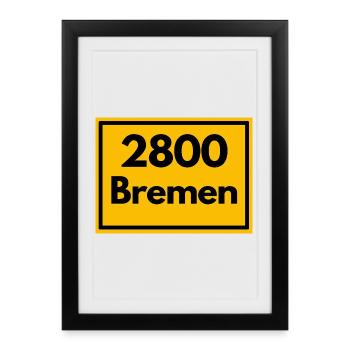 OLD POSTCODE ZIP CODE RETRO2800 BREMEN STADTMUSIK - Framed poster (27 × 37 cm) - black - Front