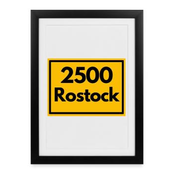 ANCIEN CODE POSTAL RÉTRO 2500 ROSTOCK HANSEPORT - Affiche encadrée (27 × 37 cm) - noir - Devant