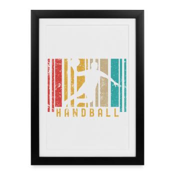 Passionnés de handball Sports de handball Joueurs de handball - Affiche encadrée (27 × 37 cm) - noir - Devant
