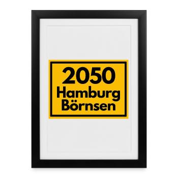 OLD POSTCODE POSTCODE RETRO 2053 HAMBURG BÖRNSEN - Framed poster (27 × 37 cm) - black - Front