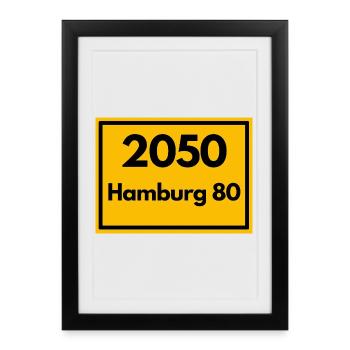 OLD POSTCODE POSTCODE RETRO 2050 HAMBURG 80 - ELBE - Framed poster (27 × 37 cm) - black - Front