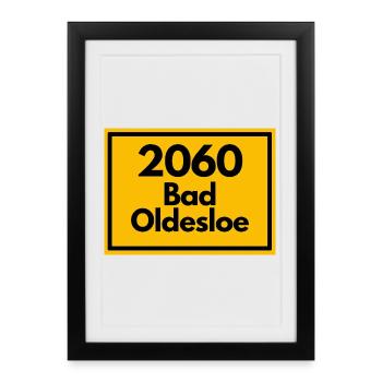OLD POSTCODE POSTCODE RETRO 2060 BAD OLDESLOE Moin - Framed poster (27 × 37 cm) - black - Front