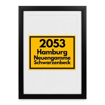 OLD POSTCODE POSTCODE 2053 HAMBURG NEUENGAMME ELBE - Framed poster (27 × 37 cm) - black - Front