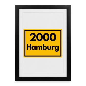 OLD POSTCODE POSTCODE RETRO 2000 HAMBURG - HAFEN - Framed poster (27 × 37 cm) - black - Front