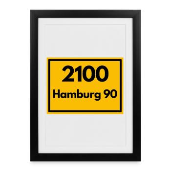 ANCIEN CODE POSTAL RETRO 2100 HAMBOURG 90 ALSTER - Affiche encadrée (27 × 37 cm) - noir - Devant