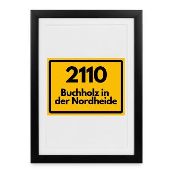 ANCIEN CODE POSTAL RÉTRO 2110 BUCHHOLZ NORDH. - Affiche encadrée (27 × 37 cm) - noir - Devant